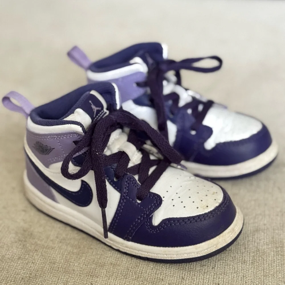 Toddler's Jordan 1 Mid Sky J Purple/White - Size 8c - Picture 4 of 6